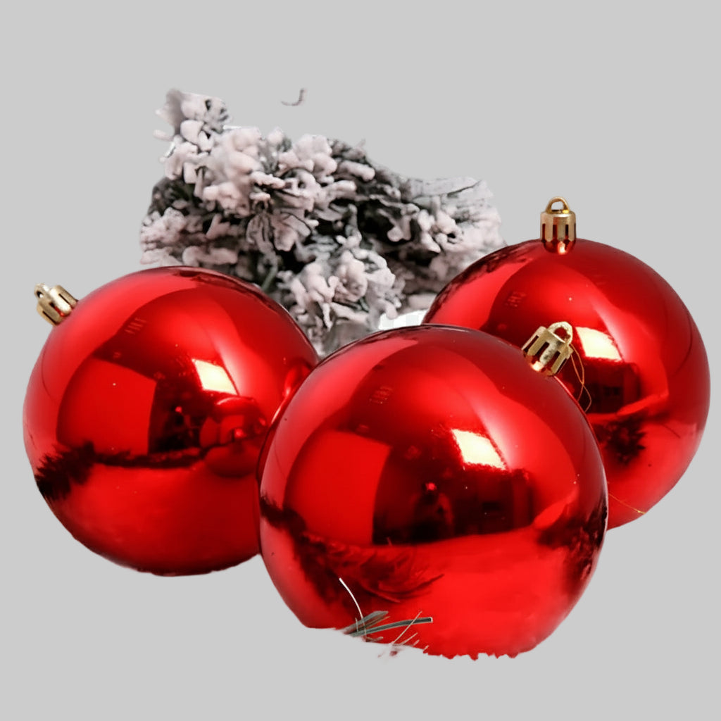 Bola De Luxo Natal Grande 10 e 15Cm Brilhante Lisa Vermelha ou Dourada Premium Decoração Natalina Verao 2025